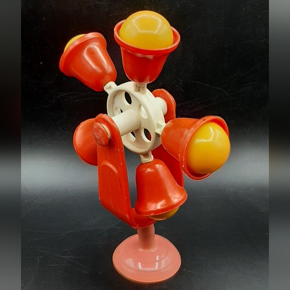Vintage Suction Cup Wheel Bell Rattle Spinning Baby Toy - Picture 5 of 6
